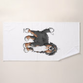 Happy Bernese Mountain Dog - Comic - Dogs - Cartoo Badhanddoek (Badhanddoek)