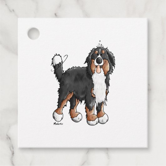 Happy Bernese Mountain Dog - Comic - Dogs - Cartoo Bedankjes Labels (Voorkant)