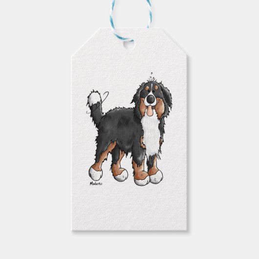 Happy Bernese Mountain Dog - Comic - Dogs - Cartoo Cadeaulabel (Voorkant)