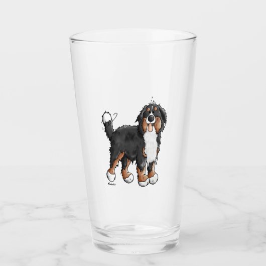 Happy Bernese Mountain Dog - Comic - Dogs - Cartoo Glas (Voorkant)