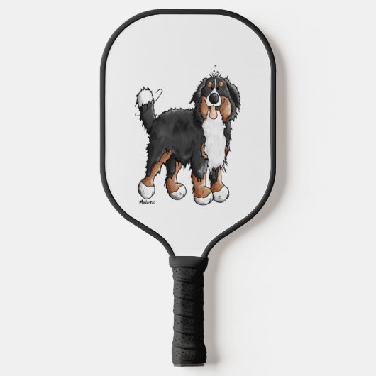 Happy Bernese Mountain Dog - Comic - Dogs - Cartoo Pickleball Paddle (Voorkant)