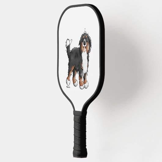 Happy Bernese Mountain Dog - Comic - Dogs - Cartoo Pickleball Paddle (Links)
