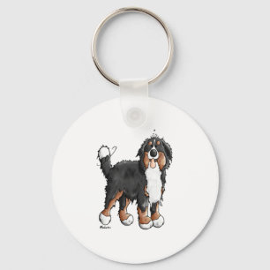 Happy Bernese Mountain Dog - Comic - Dogs - Cartoo Sleutelhanger