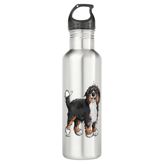 Happy Bernese Mountain Dog - Comic - Dogs - Cartoo Waterfles (Voorkant)