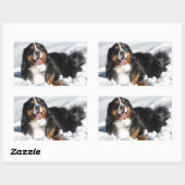 Happy Bernese Mountain Dog in Winter Snow Rechthoekige Sticker (Vel)