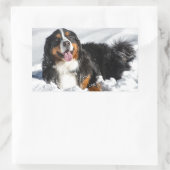 Happy Bernese Mountain Dog in Winter Snow Rechthoekige Sticker (Tas)