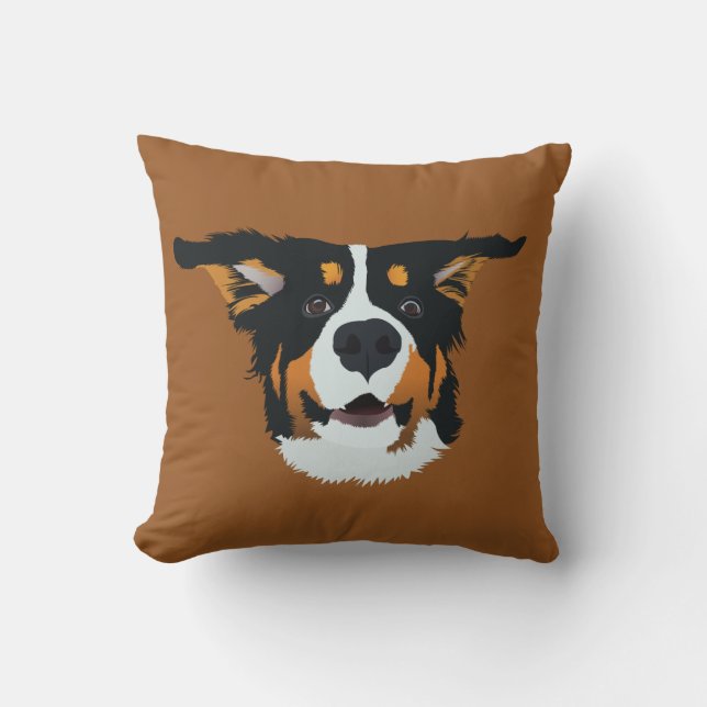 Happy Bernese Mountain Dog Kussen (Voorkant)