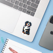 Happy Bernese Mountain Dog Sticker (Laptop met iPhone)