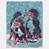 Happy Bernese Mountain Dogs Fleece Deken (Voorkant)