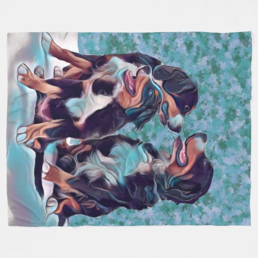 Happy Bernese Mountain Dogs Fleece Deken (Voorkant (Horizontaal))