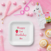 Happy Berry Eerste aardbei 1e verjaardag 2024 Papieren Bordje (Feest)