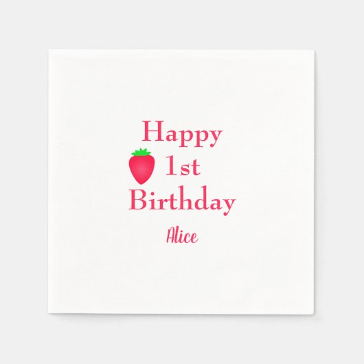 Happy Berry Eerste aardbei 1e verjaardag 2024 Servet (Voorkant)
