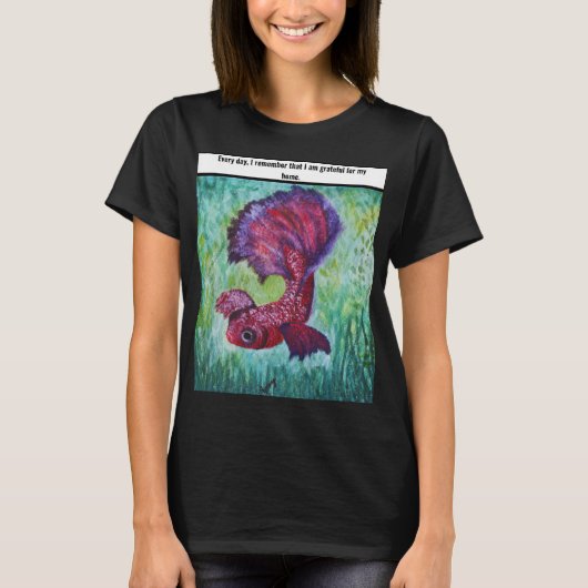 Happy betta fish enjoying his home t-shirt (Voorkant)
