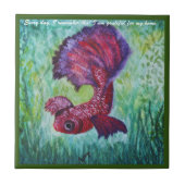 Happy betta fish enjoying his home tegeltje (Voorkant)