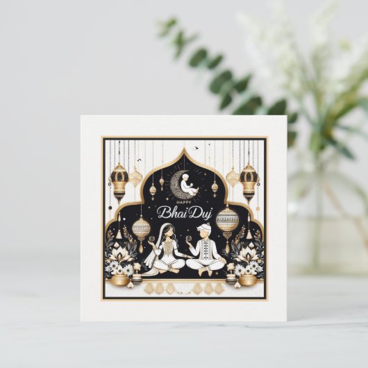 Happy Bhai Duj Kaart (Staand voorkant)