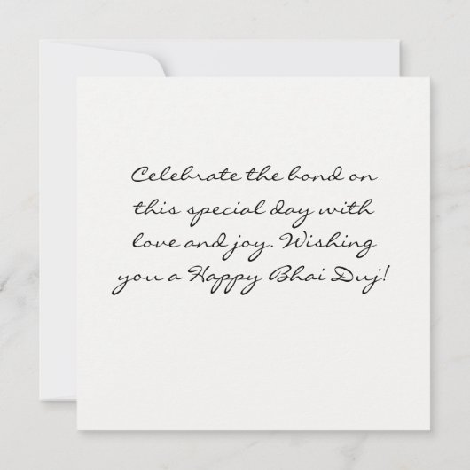 Happy Bhai Duj Kaart (Achterkant)