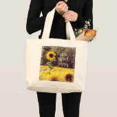 Happy Bible Verse met zonnebloemen Grote Tote Bag (Voorkant (product))