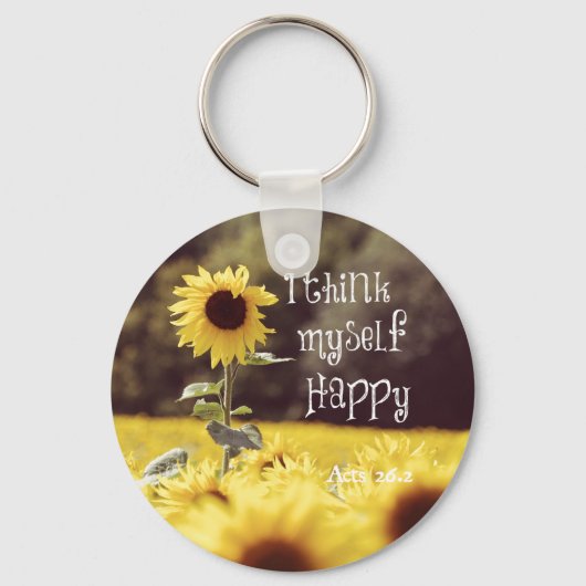 Happy Bible Verse met zonnebloemen Sleutelhanger (Voorkant)