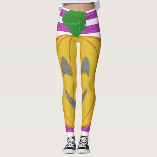 Happy Big Modern Orange Pumpkin Leggings (Voorkant)