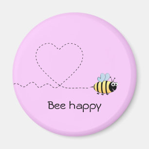 Happy-bijen cartoon grappige roze magnet