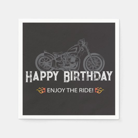 Happy Biker Birthday Motorcycle Rider Servet (Voorkant)