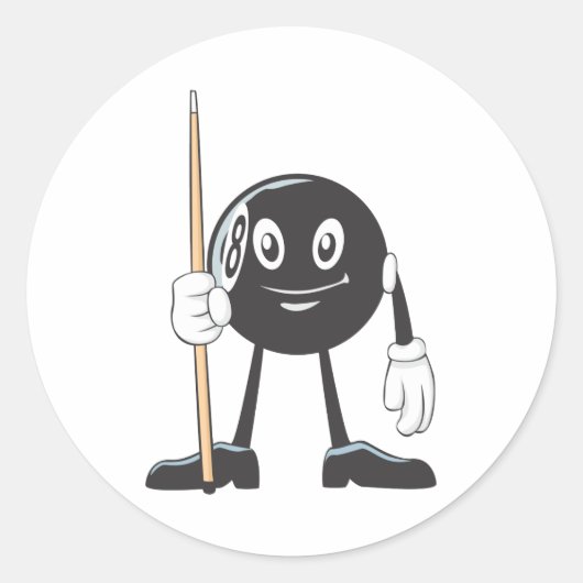 Happy Billiard Eight Ball Ronde Sticker (Voorkant)