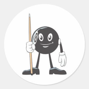 Happy Billiard Eight Ball Ronde Sticker