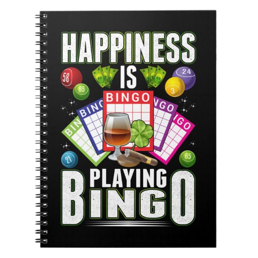 Happy Bingo Player Mannen Vrouwen Funny Bingo Notitieboek (Voorkant)