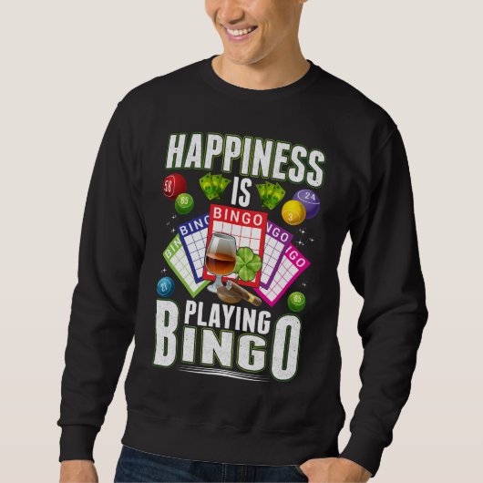 Happy Bingo Player Mannen Vrouwen Funny Bingo Trui (Voorkant)