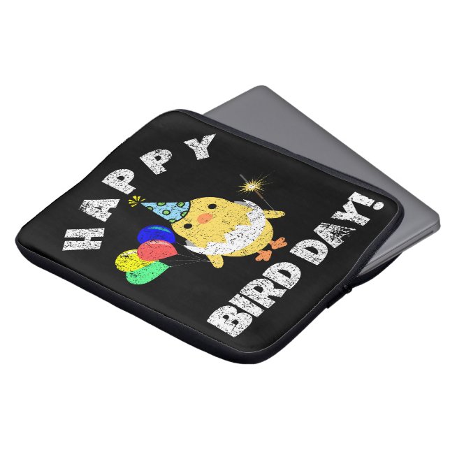 Happy Bird Day Birthday Pun Laptop Sleeve (Voorkant top)