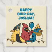 Happy Bird Day Cartoon Birds thema Verjaardag Bedankjes Labels (Voorkant)