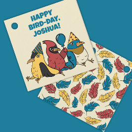 Happy Bird Day Cartoon Birds thema Verjaardag Bedankjes Labels