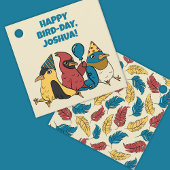 Happy Bird Day Cartoon Birds thema Verjaardag Bedankjes Labels