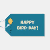 Happy Bird Day Cartoon Birds thema Verjaardag Cadeaulabel (Achterkant Horizontaal)