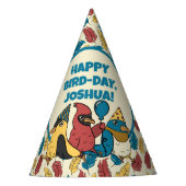 Happy Bird Day Cartoon Birds thema Verjaardag Feesthoedjes (Voorkant)