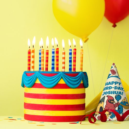 Happy Bird Day Cartoon Birds thema Verjaardag Feesthoedjes