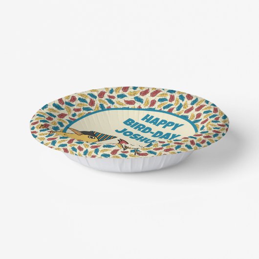 Happy Bird Day Cartoon Birds thema Verjaardag Papieren Kommen (Gebogen)