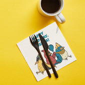 Happy Bird Day Cartoon Birds thema Verjaardag Servet