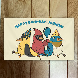 Happy Bird Day Cartoon Birds thema Verjaardag Spandoek