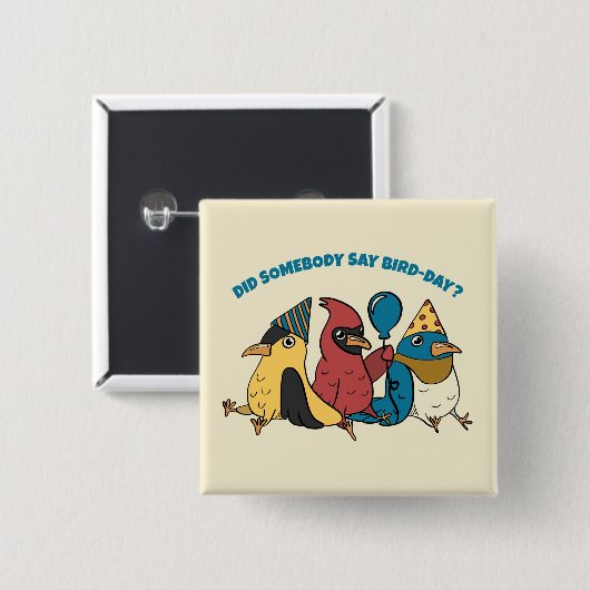 Happy Bird Day Cartoon Birds thema Verjaardag Vierkante Button 5,1 Cm (Voorkant /achterkant)