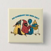 Happy Bird Day Cartoon Birds thema Verjaardag Vierkante Button 5,1 Cm (Voorkant)