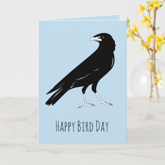Happy Bird Day Raven Verjaardag Kaart (Gele Bloem)