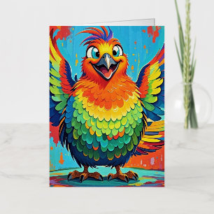 Happy Bird kleurrijke kunst abstract Folie Wenskaart