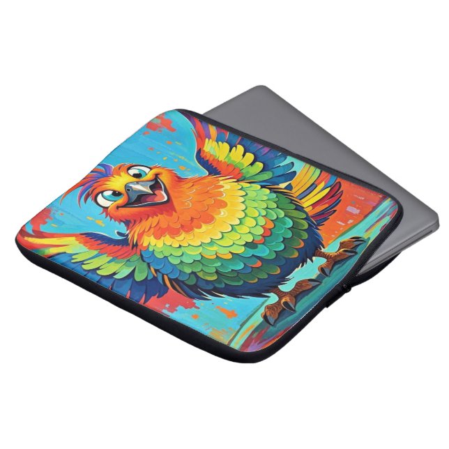 Happy Bird kleurrijke kunst abstract Laptop Sleeve (Voorkant top)