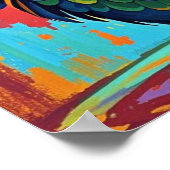 Happy Bird kleurrijke kunst abstract Poster (Hoek)