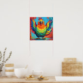 Happy Bird kleurrijke kunst abstract Poster (Keuken)
