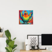 Happy Bird kleurrijke kunst abstract Poster (Thuiskantoor)