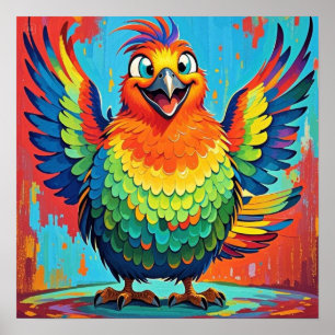 Happy Bird kleurrijke kunst abstract Poster