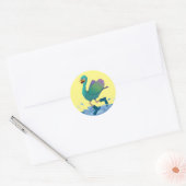 Happy Bird Splashing In Puddle Cartoon Plezier Ronde Sticker (Envelop)