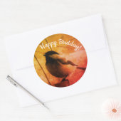 Happy Birdday Schattige Zwart Capped Chickadee Ronde Sticker (Envelop)